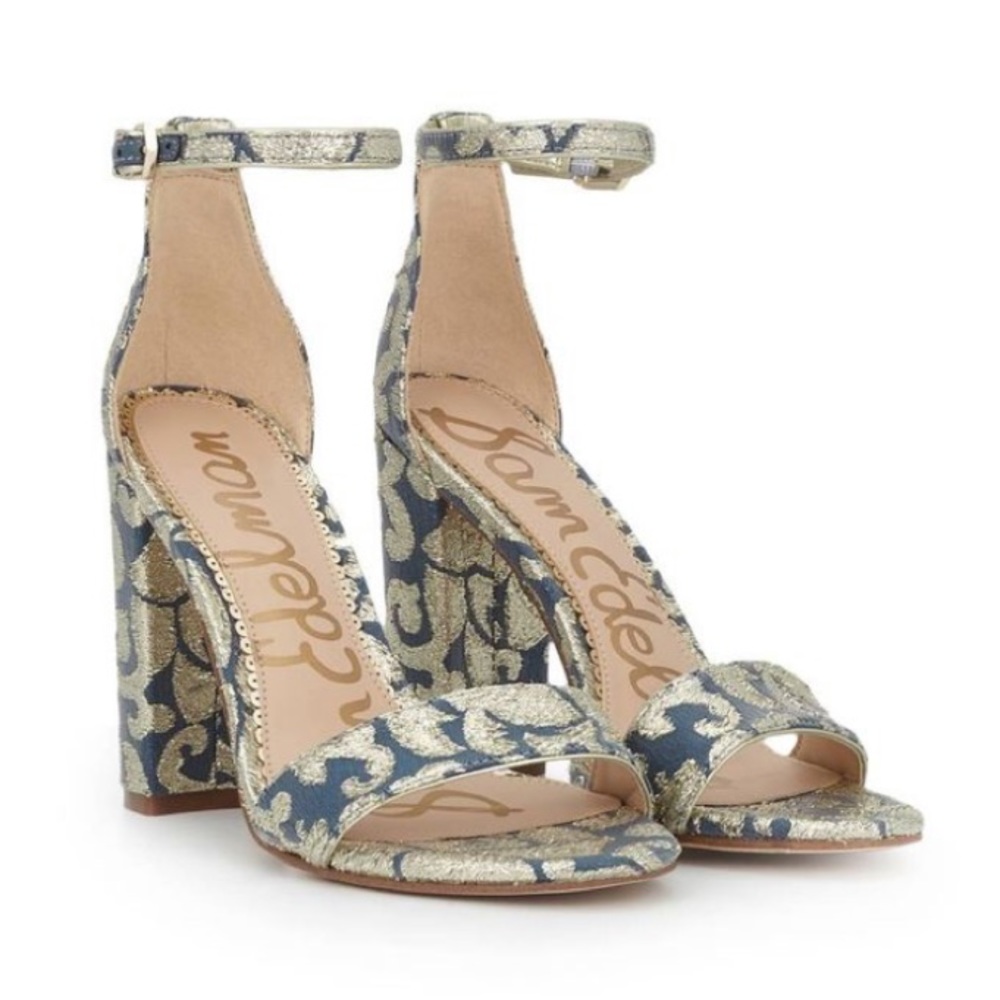 Sam Edelman YARO blue and gold heeled sandals!